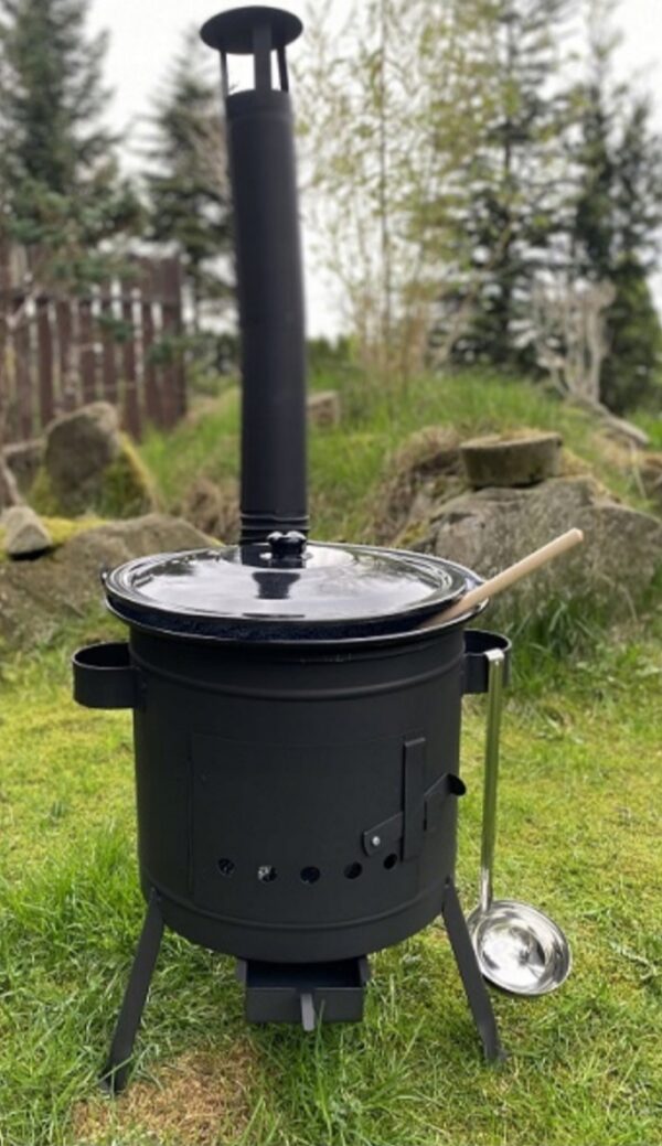 8LITER   Buiten kook kachel set .BUITEN KEUKEN! Houtkachel, HONGAARSE ketel met deksel!!! BBQ Kookpan 8L Terras kachel. - Afbeelding 4